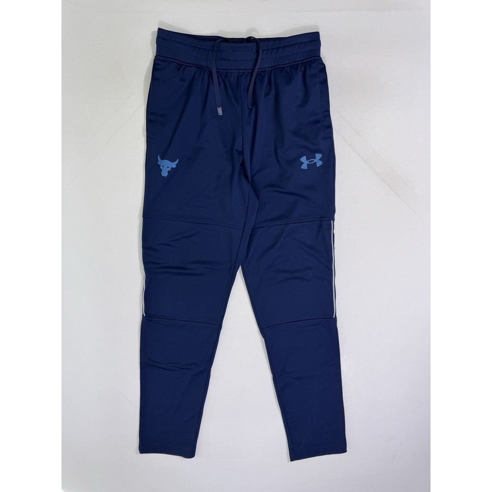 Under Armour Project Rock Men Small Blue Loose Track Pants Athletic 1357201 Gym